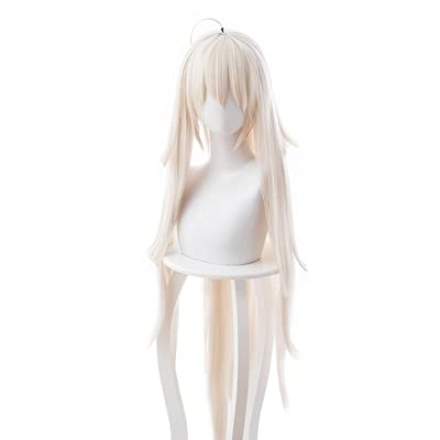 Wig for 120 cm Fate Grand Order Cosplay Perücke Alter Okita Souji Synthetische Blonde Beige Perücke Lange Anime Perücken + Perückenkappe FGO wie auf dem Bild von EQWR