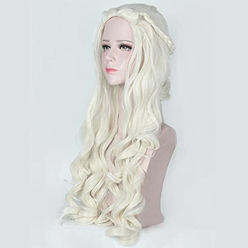 Wig for 2019 Halloween party cosplay Costume wigs Daenerys Targaryen Dragon Princess Cosplay grey Wig + Wig Cap One Size beige Wig-765-1 von EQWR