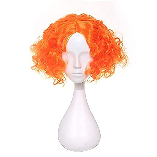 Wig for Alice im Wunderland 2 Mad Hatter Tarrant Hightop Orange Perücke Cosplay kurzes lockiges Kunsthaar Rollenspiel Halloween + Perückenkappe Alice im Wunderland wie auf dem Bild von EQWR