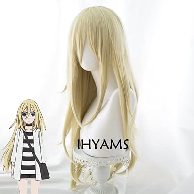 Wig for Anime Angels of Death Rachel Gardner Ray 80 cm lang, gerade, blond, Cosplay-Perücke, synthetisches Vollhaar + Perückenkappe Angels of Death wie auf dem Bild von EQWR