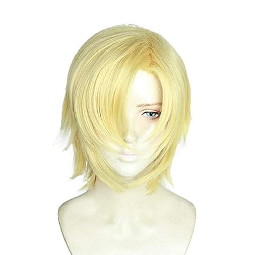 Wig for Anime BANANA FISH Ash Lynx Perücken Aslan Jade Callenreese Hitzebeständige Cosplay Perücke + Perückenkappe wie auf dem Bild von EQWR