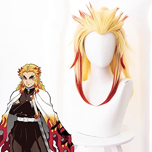 Wig for Anime Comic Cosplay Perücken Rengoku Shinjurou Cosplay Perücke Synthetische Perücke Haar Gelb Männer Perücken von EQWR