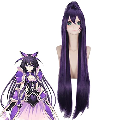 Wig for Anime Date a live Prince Yatogami Tohka Dark Purple Long Cosplay Hair Female Wigs+Free Wig Cap von EQWR