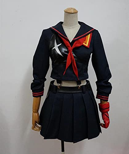 Wig for Anime Kill LA Kill cosplay wig Matoi Ryuko Black Red Wigs Short Curly Heat Resistant Synthetic Hair + wig cap XL Ryuko Matoi costume von EQWR