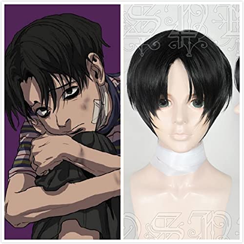 Wig for Anime Killing Stalking Yoonbum Yoon Bum Schwarz Kurz Hitzebeständiges Synthetisches Haar Cosplay Kostüm Halloween Party + Gratis Perückenkappe von EQWR