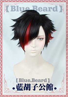 Wig for Anime Nagumo Tetora Cosplay Perücken kurz schwarz gemischt rot synthetische Halloween Party Kostüm Perücken + Perückenkappe wie auf dem Bild von EQWR
