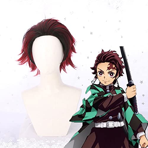 Wig for Anime S Cosplay Perücken Tanjirou Kamado Cosplay Synthetische Perücke Haar Halloween Party Blade Of Demon Cosplay Perücke von EQWR