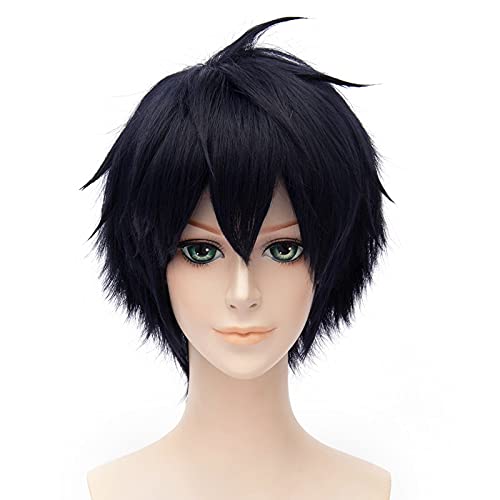 Wig for Anime Seraph of the End Yuichiro Hyakuya Schwarze kurze Perücke Cosplay Kostüm Owari no Seraph Männer Hitzebeständige Kunsthaarperücken von EQWR