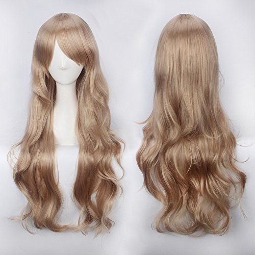 Wig for Anime Wigs Cosplay Christmas Cos Wig Color Anime Wig Button Net High Temperature Wire Universal 80Cm Long Curly Hair Color:K027-28 (80Cm Linen Wig for Anime Wigs Cosplay Christmas Cos Wig Color Anime Wig Button Net High Temperature Wire Universal 80Cm Long Curly Hair Color:K027-28 (80Cm Linen von EQWR