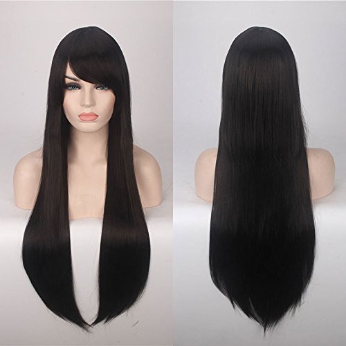 Wig for Anime Wigs Cosplay Christmas Cosplay Wig Color Anime Wig Long Hair Style Headgear 80Cm Straight Hair Color: 80Cm Black K026-1 von EQWR