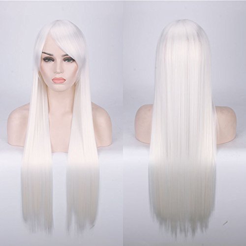 Wig for Anime Wigs Cosplay Christmas Cosplay Wig Color Anime Wig Long Hair Style Headgear 80Cm Straight Hair Color: 80Cm White K026-8 von EQWR