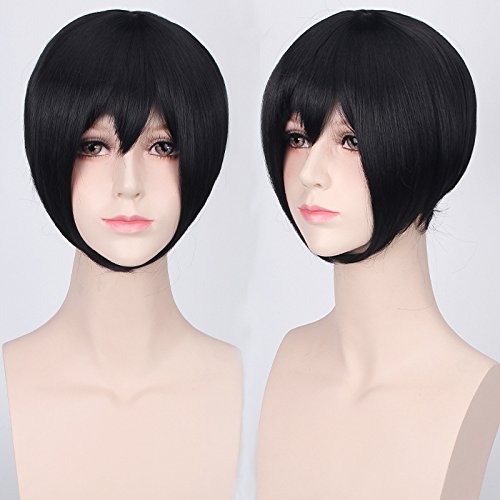 Wig for Anime Wigs Cosplay Christmas Cosplay Wig Multicolor Universal Face Short Hair Msn Black And White Short Hair Bobo Headgear Wig Color: K047-4 Natural Black Wig for Anime Wigs Cosplay Christmas Cosplay Wig Multicolor Universal Face Short Hair Msn Black And White Short Hair Bobo Headgear Wig Color: K047-4 Natural Black von EQWR