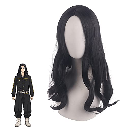 Wig for Anime Wigs Cosplay Christmas Swastika Venue Keisuke Black Mid-Point Micro-Volume Mid-Length Hair Cosplay Wig von EQWR