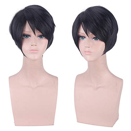 Wig for Carnival Nightlife CluI Party Dress Up Wig Cos Wig Love And Producer Mobile Game Li Zeyan Black Diagonal Short Hair von EQWR