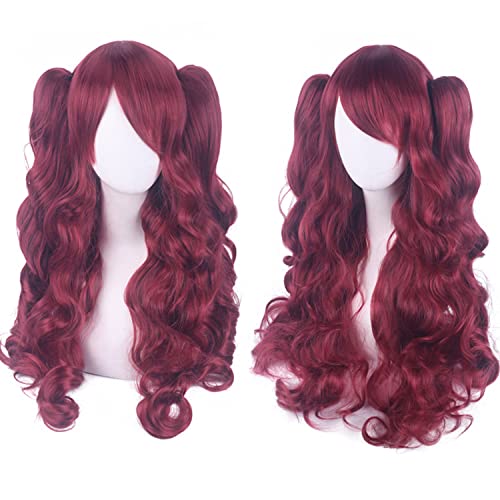 Wig for Carnival Nightlife CluI Party Dress Up Wig Cosplay Anime Wig Lolita Cute Lolita Loli Double Ponytail Mouth Clip Long Curly Hair Fake Hair Color:Yn383 von EQWR