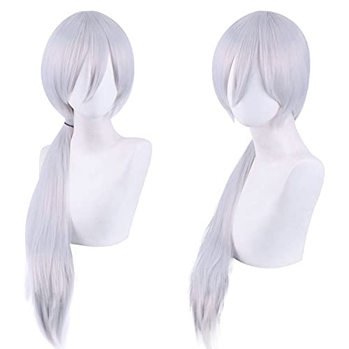 Wig for Carnival Nightlife CluI Party Dress Up Wig Cosplay Fake Generator Saw Man Guangxi Silver Gray 80Cm von EQWR