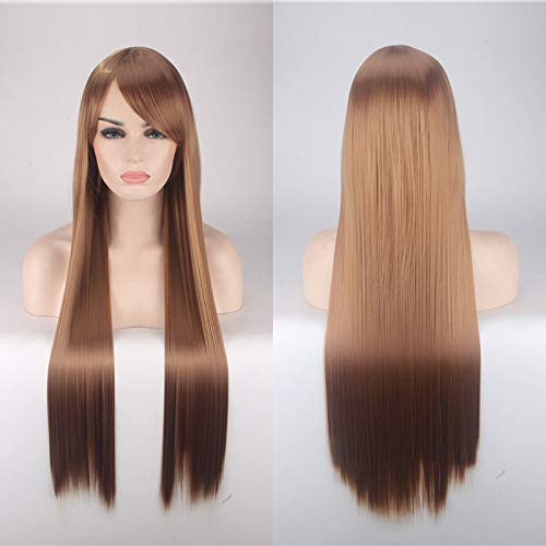 Wig for Carnival Nightlife CluI Party Dress Up Wig Cosplay Wig Color Anime Wig Long Hair Style Headgear 80Cm Straight Hair Color:80Cm Light Linen K026-16 von EQWR