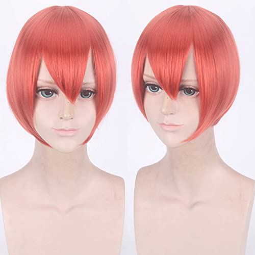 Wig for Carnival Nightlife CluI Party Dress Up Wig Cosplay Wig Multicolor Universal Face Short Hair Msn Black And White Short Hair Bobo Headgear Wig Color: K047-22 Orange Red von EQWR