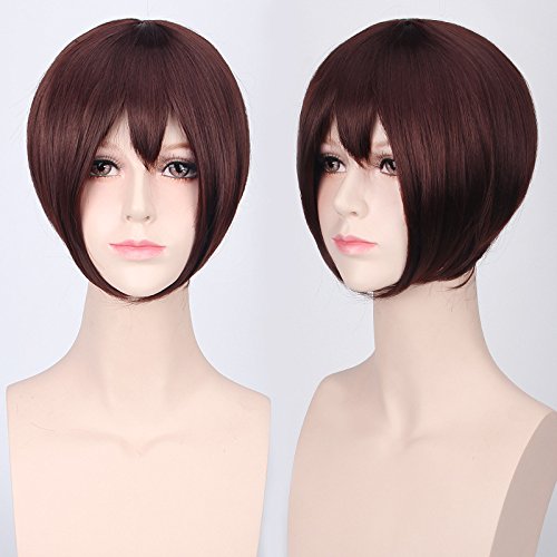 Wig for Carnival Nightlife CluI Party Dress Up Wig Cosplay Wig Multicolor Universal Face Short Hair Msn Black And White Short Hair Bobo Headgear Wig Color:K047-5 Dark Brown von EQWR