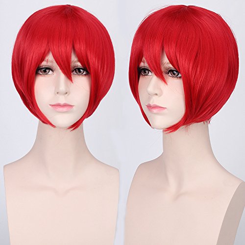 Wig for Carnival Nightlife CluI Party Dress Up Wig Cosplay Wig Multicolor Universal Face Short Hair Msn Black And White Short Hair Bobo Headgear Wig Color:K047-8 Dark Red von EQWR
