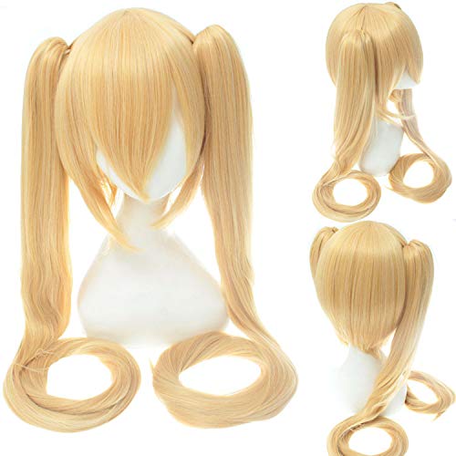 Wig for Carnival Nightlife CluI Party Dress Up Wig Miku Senbon Sakura Hatsune Snow Hatsune Sakura Hatsune Albino Hatsune Kamomori Sanae Cosplay Wig Color: Cy120-1 (Gold Color) von EQWR