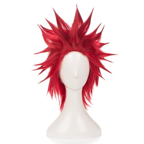 Wig for Cosplay Wig Kirishima Eijiro 35cm Short Straight Heat Resistant Synthetic Hair for Man Boys Anime Cos Wig Red Kirishima Eijiro von EQWR