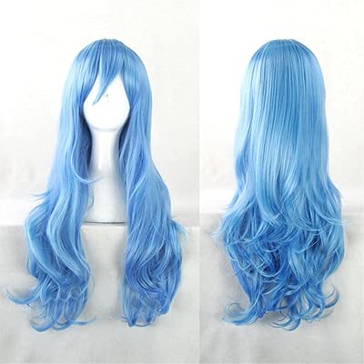 Wig for DATE A LIVE Yoshino Cosplay Perücken Rollenspiel 70 cm lange lockige gewellte blaue Mischung Kunsthaarperücken für Erwachsene hitzebeständige Faser wie auf dem Bild von EQWR