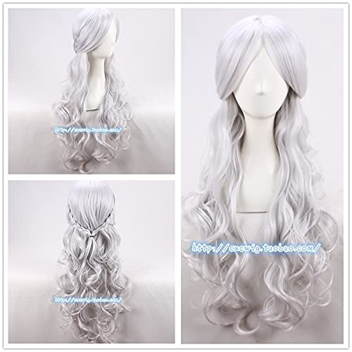 Wig for Daenerys Targaryen Cosplay Wig Silver 75cm Long Wavy Dragon of Mother Role Play Halloween Party Use von EQWR