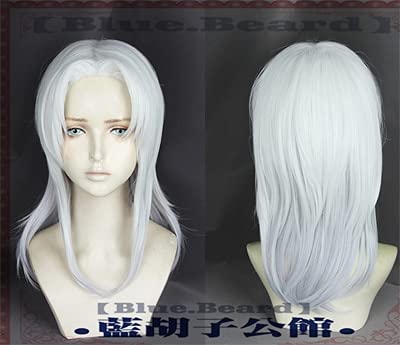 Wig for Der Drachenprinz Rayla Perücken 60 cm silberweiße lockige synthetische Cosplay-Kostümperücken + Perückenkappe wie auf dem Bild von EQWR