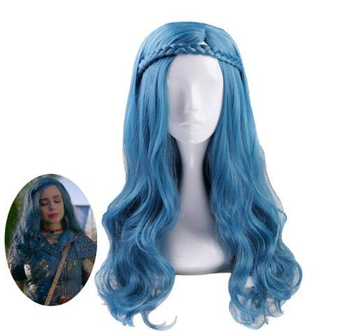 Wig for Descendants 2 Evie Blue Green Mix Lange gewellte Perücke Cosplay Kostüm Damen Kunsthaar Party Rollenspiel Perücken + Perückenkappe Descendants 2 wie auf dem Bild von EQWR
