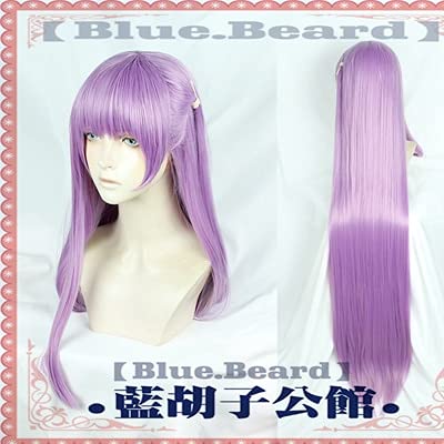 Wig for Fate EXTRA CCC Cosplay Wig BB Byibyi Black Coat Girl Purple 120cm Long Straight Synthetic Hair + Wig Cap as the picture von EQWR