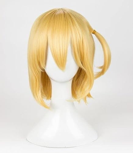 Wig for Haikyu!! Hitoka Yachi Perücke Yachi Hitoka Cosplay Perücke Kurze Goldene Kunsthaar Perücke + Perückenkappe wie auf dem Bild von EQWR