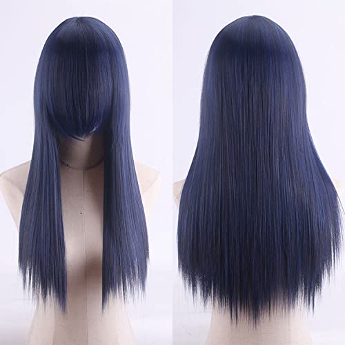 Wig for Halloween Fashion Christmas Party Dress Up Wig Cosplay Anime Wig High Temperature Silk Rose Net Colorful 60Cm Thickening Long Straight Hair Color:Zf60-6 Thickening von EQWR