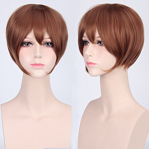 Wig for Halloween Fashion Christmas Party Dress Up Wig Cosplay Wig Multicolor Universal Face Short Hair Msn Black And White Short Hair Bobo Headgear Wig Color: K047-6 Light Brown Wig for Halloween Fashion Christmas Party Dress Up Wig Cosplay Wig Multicolor Universal Face Short Hair Msn Black And White Short Hair Bobo Headgear Wig Color: K047-6 Light Brown von EQWR