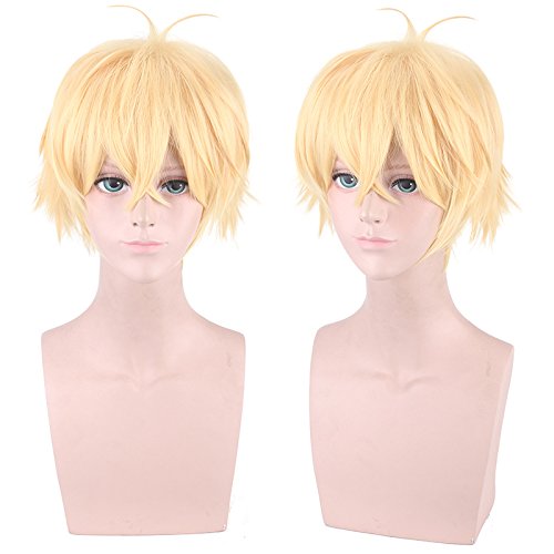 Wig for Halloween Fashion Christmas Party Dress Up Wig Love And Producer Mobile Game Zhou Qi Luo Milk Golden Reverse Curled Short Hair Cosplay Wig von EQWR