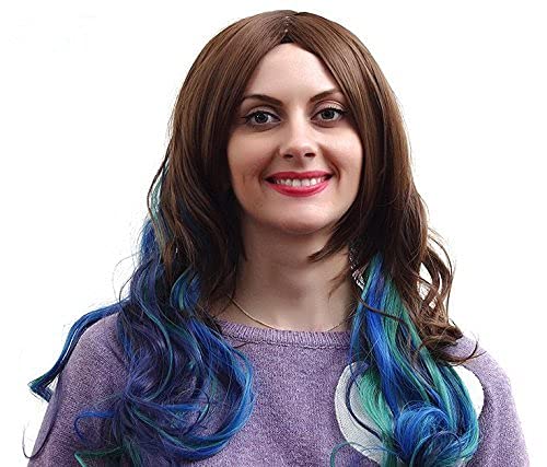Wig for Harajuku-Perücke Multi-Color 68 cm gewelltes langes synthetisches Haar Mode sexy Kostüm Cosplay volle Perücken Hitzebeständigkeit + Perückenkappe wie auf dem Bild von EQWR