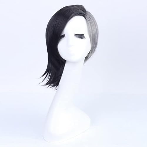 Wig for Men And Women Cosplay Wig Synthetic Uta Mask Maker Black Silver Grey Hair Full Wigs+Free Wig Cap 1 von EQWR