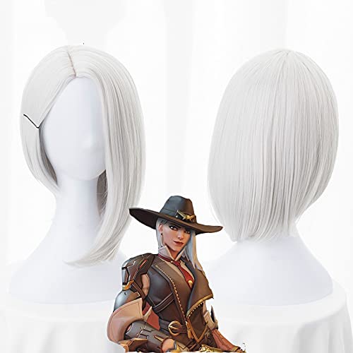 Wig for OW Ashe Silber-weiße Perücke 35 cm kurz glatt hitzebeständiges Kunsthaar Cosplay Kostüm Halloween + gratis Perückenkappe Wig for OW Ashe Silber-weiße Perücke 35 cm kurz glatt hitzebeständiges Kunsthaar Cosplay Kostüm Halloween + gratis Perückenkappe von EQWR