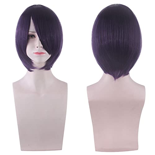 Wig for Perfect for everyday parties Cosplay Wig Short Hair Thickened Face Closed Face Short Hair Color Bobo Headgear Color:3021-21/Black Purple von EQWR