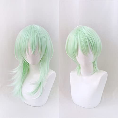 Wig for Spiel Fire Emblem ThreeHouses Cosplay Perücken Byleth Beleth Cosplay Perücke Hitzebeständige Synthetische Perücke Kurzes Grünes Glattes Anime-Haar von EQWR