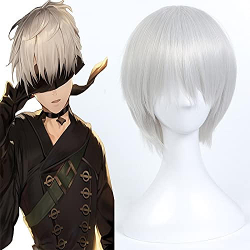 Wig for Spiel NieR: Automata Cosplay Perücken YoRHa Nr. 9 Typ S Cosplay Perücke Hitzebeständige Synthetische Perücke Haar Halloween Party 9S Cosplay Perücke von EQWR