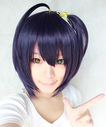Wig for Takanashi Rikka Lila Schwarz Kurz Styling Cosplay Perücke + Perückenkappe wie auf dem Bild von EQWR