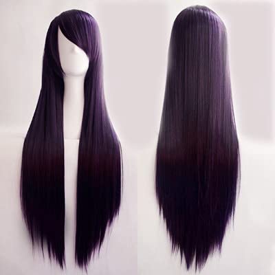 Wig for Umi Sonoda Ruka Jabami Yumeko 80cm Black White Red Purple Pink 19 Colors Straight Long Wigs Synthetic Cosplay Hair Wig + Wig Cap NO.9 von EQWR