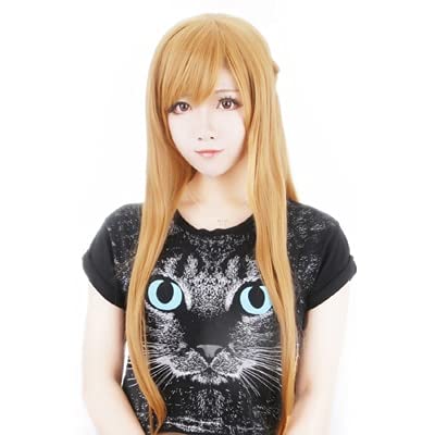 Wig for Yuuki Asuna Cosplay Perücke Yuki Asuna Rollenspiel Zopf gestylt Haar + Perückenkappe wie auf dem Bild von EQWR