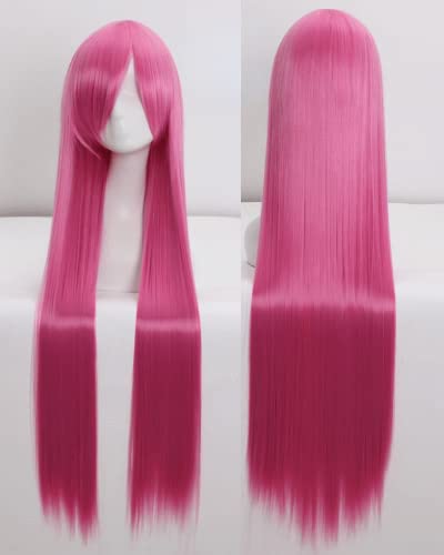 Wig for cosplay wig universal 100CM color long straight hair cos animation high temperature wire 099 color:rose net 012 [1 meter] von EQWR