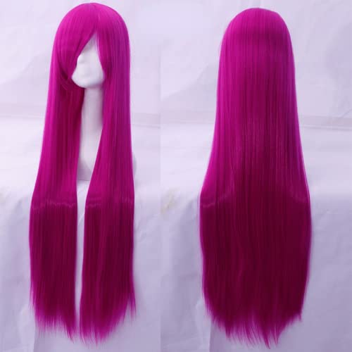 Wig for cosplay wig universal 100CM color long straight hair cos animation high temperature wire 099 color:rose net 074 [1 meter] von EQWR