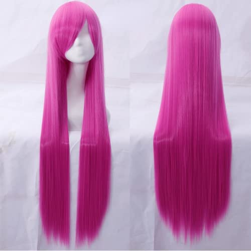 Wig for cosplay wig universal 100CM color long straight hair cos anime high temperature wire 099 color:玫瑰网049[1 meter] von EQWR
