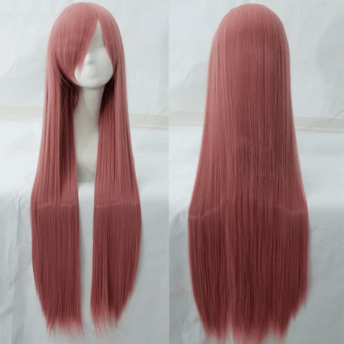 Wig for cosplay wig universal 100CM color long straight hair cos anime high temperature wire 099 color:rose net 046 [1 meter] von EQWR
