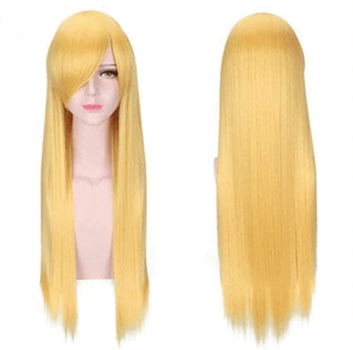 Wig for cosplay wig universal 80cm color long straight hair style for men and women universal straight hair color:ZF80-017 ingot yellow (rose net) von EQWR