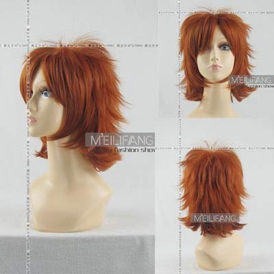 Yata Misaki Orange kurze flauschige geschichtete synthetische Haare Cosplay Kostüm Perücken Hitzebeständigkeit Faser wie das Bild von EQWR